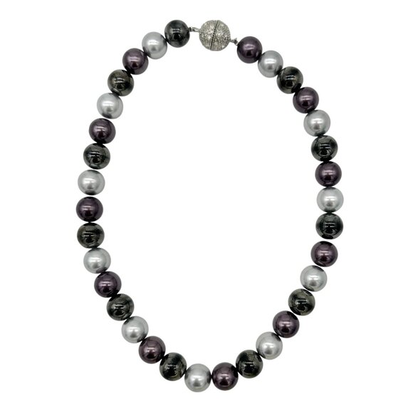 Premier Designs Multicolor Faux Pearl Necklace 14 inch Rhinestone Magnetic Clasp - Picture 1 of 8